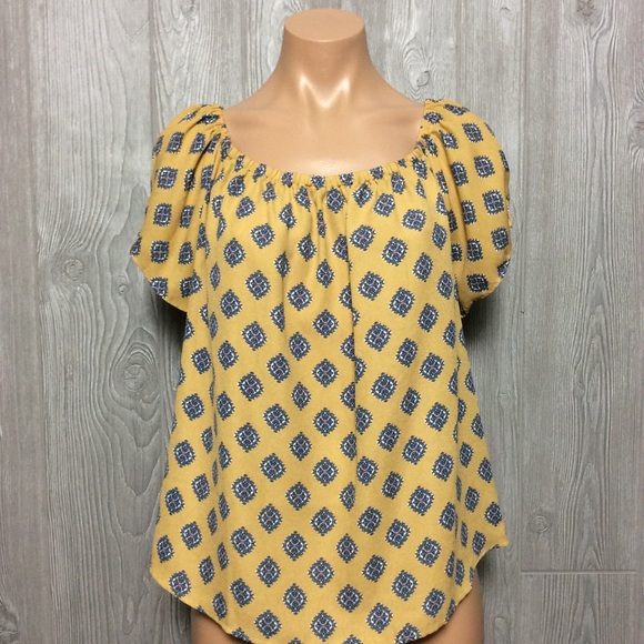 Pink Rose Tops - Yellow Printed Blouse